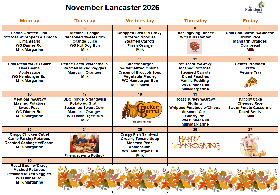 Lunch Calendar